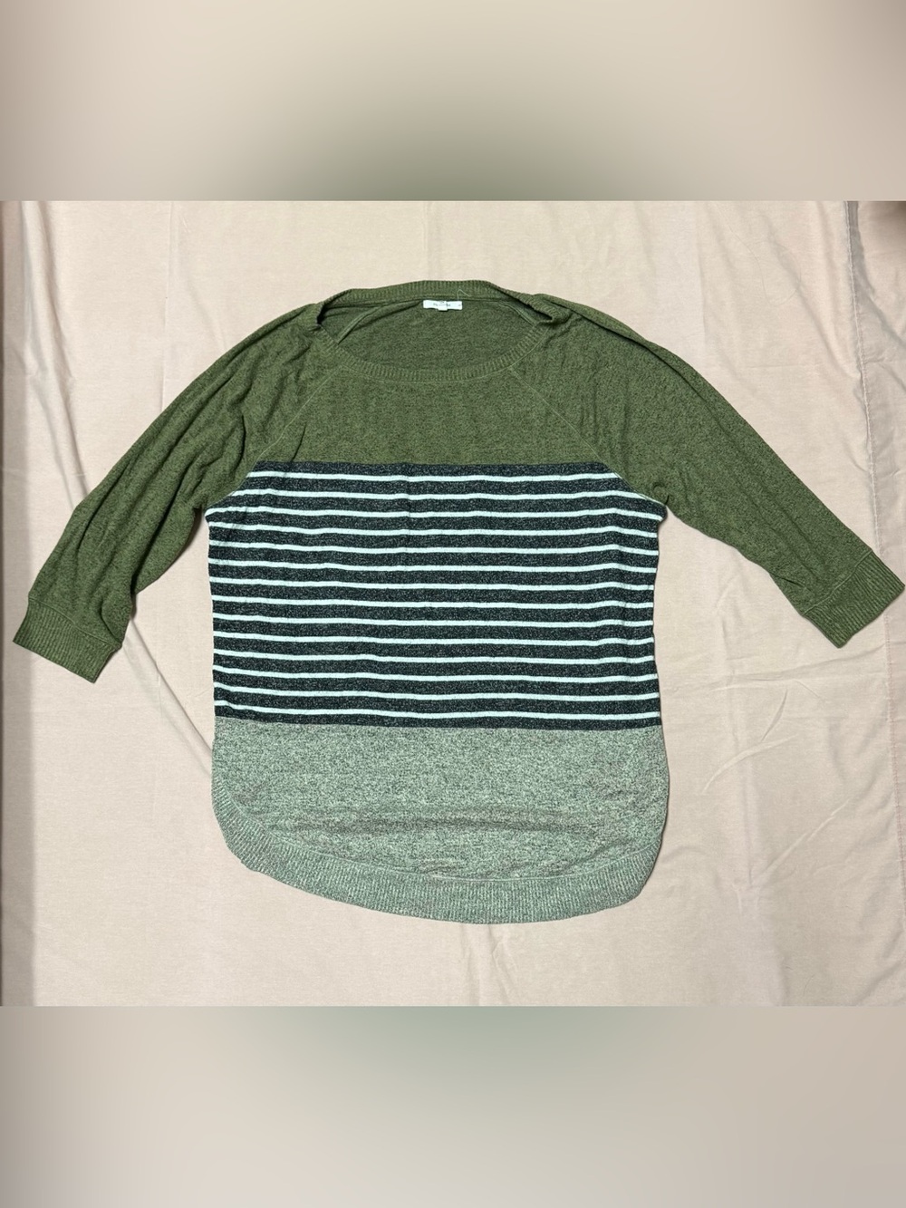 Maurices Olive Green Striped Scoop Neck Sweater